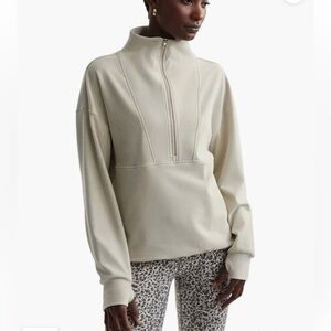 Varley Timberly Cream Half-Zip Sweatshirt Size Small